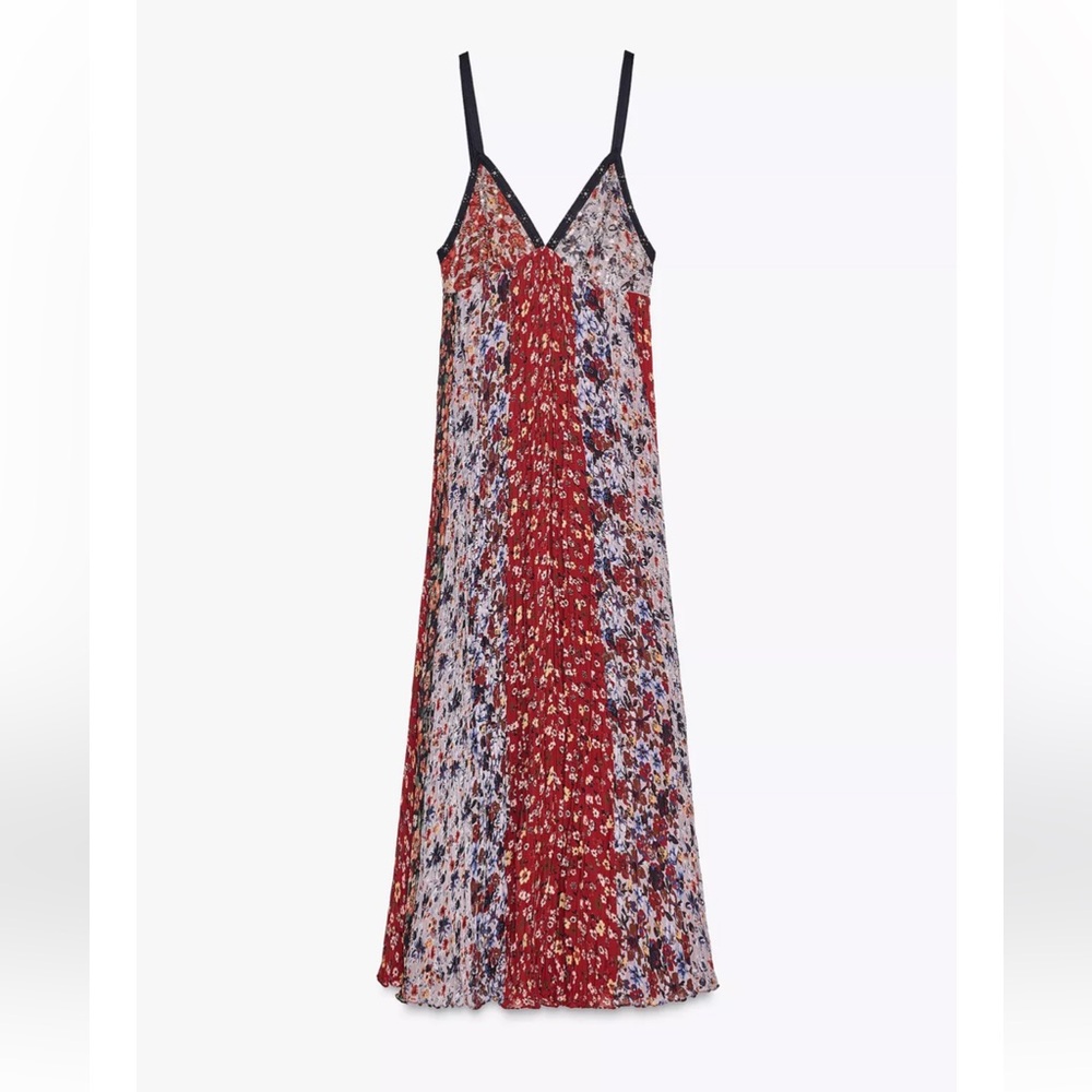 ZARA BRAND NEW Floral Maxi Dress in Red and Blue